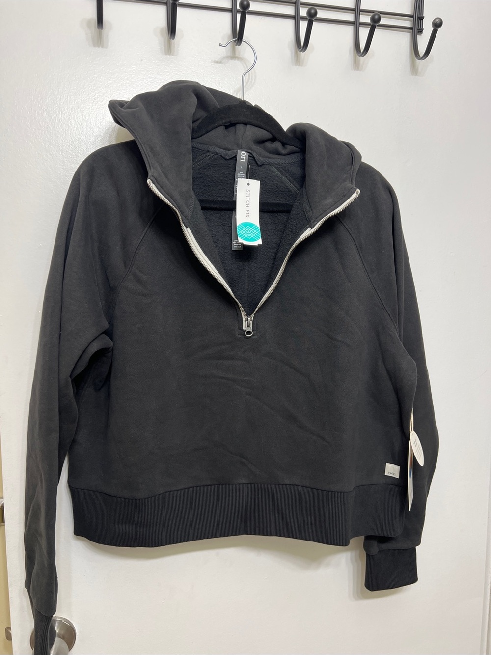 Vuori Black Half-Zip Hooded Pullover Sweatshirt